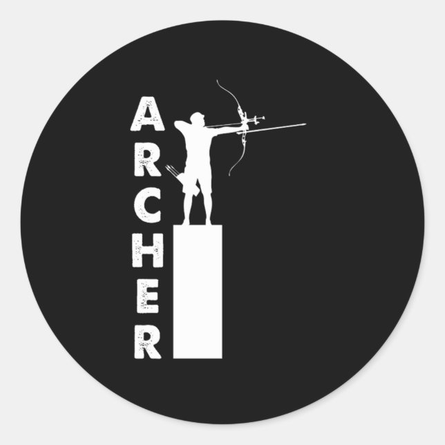 Archer Archery Bow Bowman Arrow Target Shooting Gi Classic Round Sticker (Front)