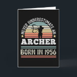 Archer born 1956 70th Birthday Archery Gift Card<br><div class="desc">Never underestimate an Archer born in 1956. Ideal 70th Birthday Gift for a 70 years old Archery & arrow enthusiast who loves to go bow hunting. Retro present for Men,  Women,  dad on Father's Day.</div>