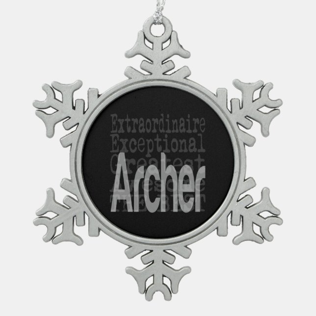 Archer Extraordinaire Snowflake Pewter Christmas Ornament (Front)