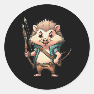 Archer Hedgehog Archery Hunting Hunter Gift Men Wo Classic Round Sticker
