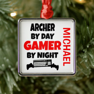 Archer Loves Playing Video Games Metal Tree Decoration