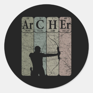 Archer Periodic Table Elements Bow Hunting Archery Classic Round Sticker