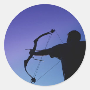 ARCHER SILHOUETTE BOW MAN CLASSIC ROUND STICKER