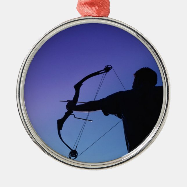 ARCHER SILHOUETTE BOW MAN METAL TREE DECORATION (Front)