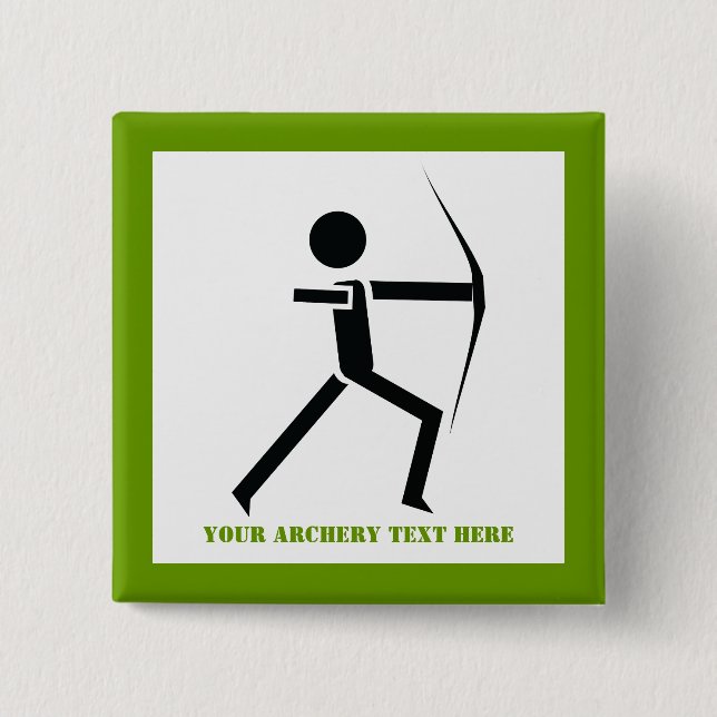 Archer with his bow black, green archery custom 15 cm square badge (Front)