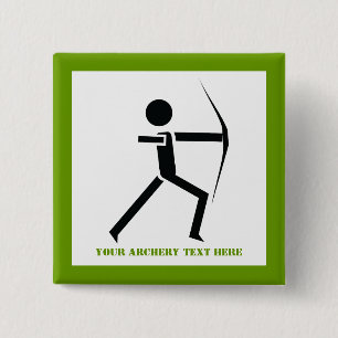 Archer with his bow black, green archery custom 15 cm square badge
