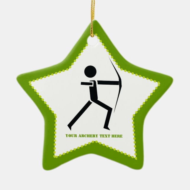 Archer with his bow black, green archery custom ceramic tree decoration (Front)