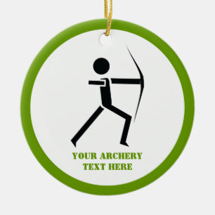 Archer with his bow black, green archery custom ceramic tree decoration