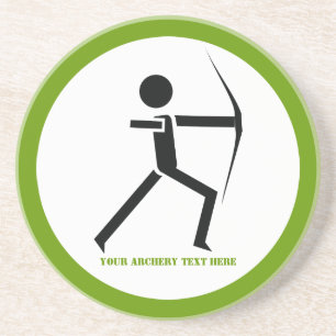 Archer with his bow black, green archery custom coaster