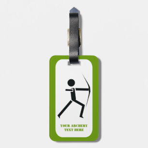 Archer with his bow black, green archery custom luggage tag