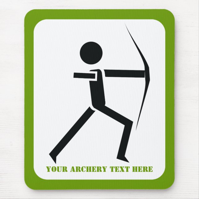 Archer with his bow black, green archery custom mouse mat (Front)