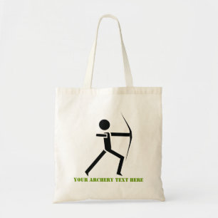 Archer with his bow black, green archery custom tote bag