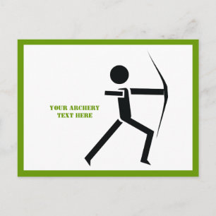 Archer with his bow black, green archery postcard