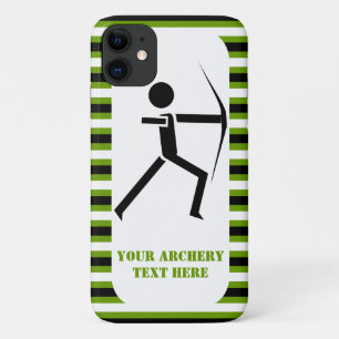 Archer with his bow black, green archery stripes iPhone 11 case