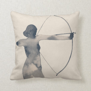Archeress Watercolor Silhouette Cushion