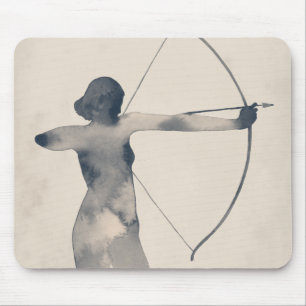 Archeress Watercolor Silhouette Mouse Mat
