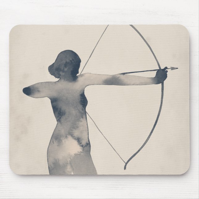 Archeress Watercolor Silhouette Mouse Mat (Front)