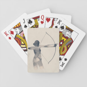 Archeress Watercolor Silhouette Playing Cards