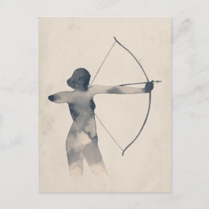 Archeress Watercolor Silhouette Postcard