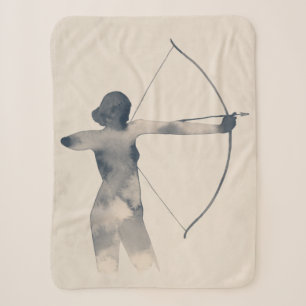 Archeress Watercolor Silhouette Sherpa Blanket