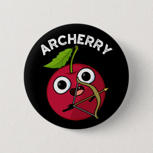 Archerry Funny Fruit Archery Pun Dark BG 6 Cm Round Badge