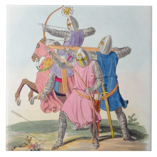 Archers and a Cross-bowman, 1312, from 'Ancient Ar Tile (Front)