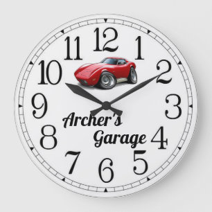 Archer's Corvette Garage Large Clock