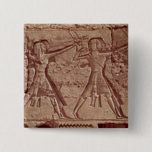 Archers, detail from the hunt of Ramesses III 15 Cm Square Badge