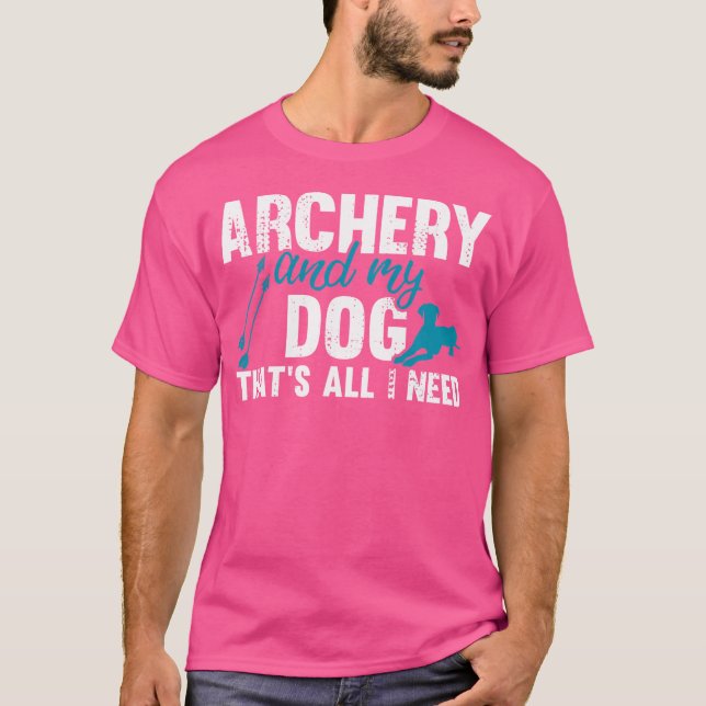 Archery And Bowman Archer With Dog T-Shirt (Front)