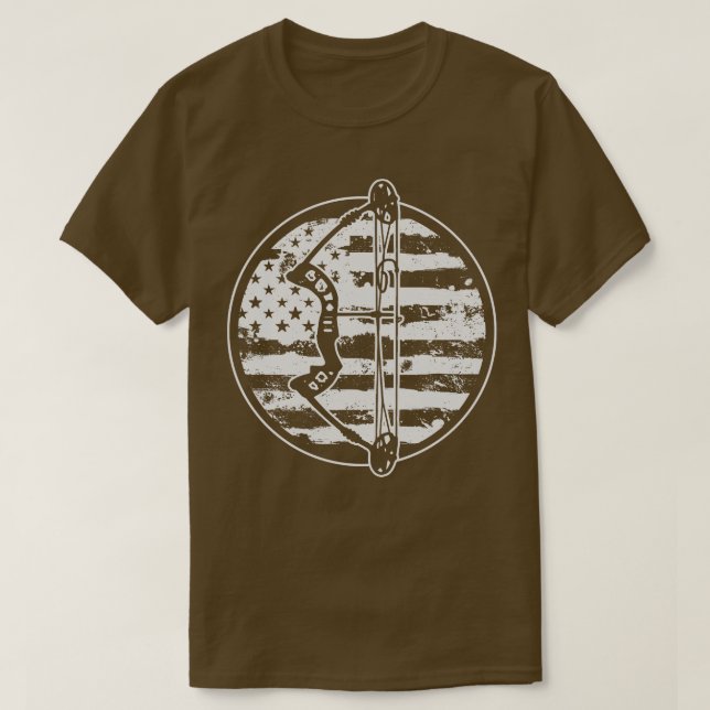 Archery Archer American Flag Bow  T-Shirt (Design Front)