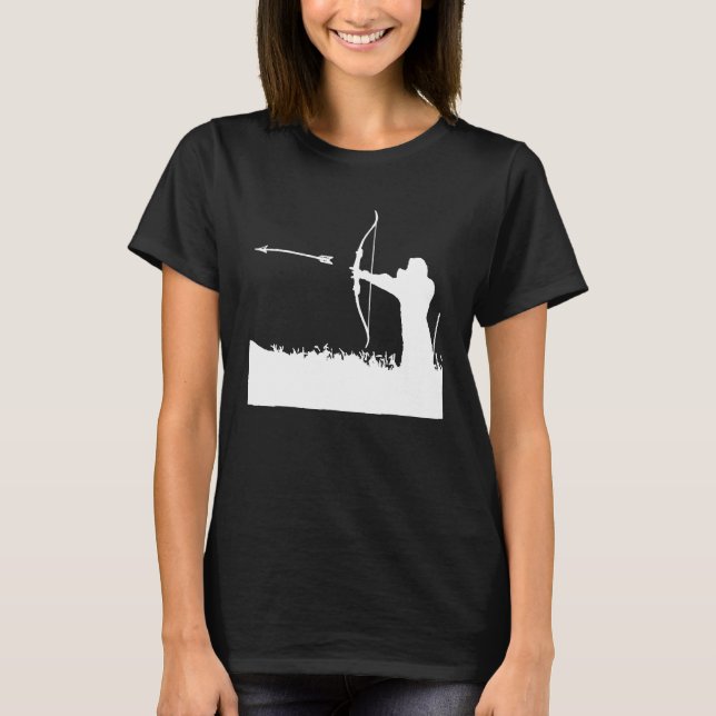 Archery Archer Bow Arrow Black T-Shirt (Front)