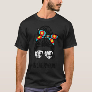 Archery Aunt Life Messy Bun Hair Glasses Mother's  T-Shirt