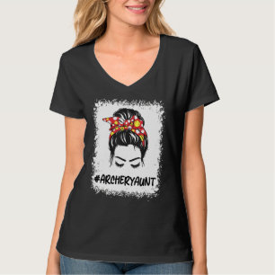 Archery Aunt Life Messy Bun Hair Glasses Mother's T-Shirt