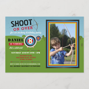 Archery Birthday Bow and Arrows Target Photo Shot Invitation