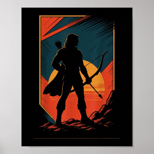 Archery Bow Archer Sunset Silhouette Hunter  Poster (Front)