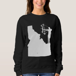 Archery Bow Sport Vintage Art Idaho Map Art Archer Sweatshirt