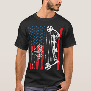Archery Bow Sports Vintage Art Usa American Flag T-Shirt