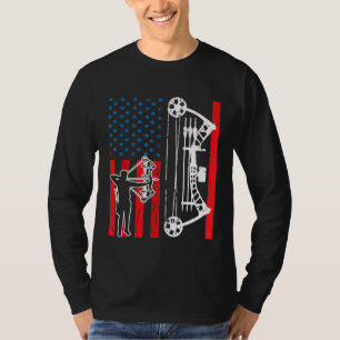 Archery Bow Sports Vintage Art Usa American Flag T-Shirt