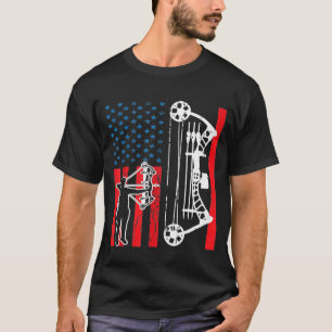 Archery Bow Sports Vintage Art Usa American Flag T-Shirt