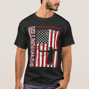 Archery Bowhunter Patriotic American Flag Idea T-Shirt
