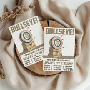 Archery Bullseye Themed Birthday Party Invitation