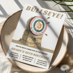 Archery Bullseye Themed Birthday Party Invitation