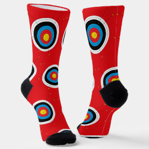 Archery Butts Targets and Arrows Novelty Red Socks