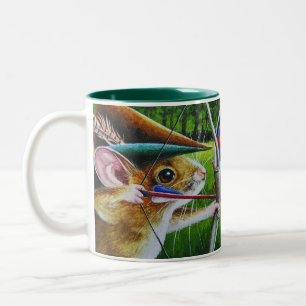 Archery Camp Mouse Bow & Arrow Watercolor Art Two-Tone Coffee Mug
