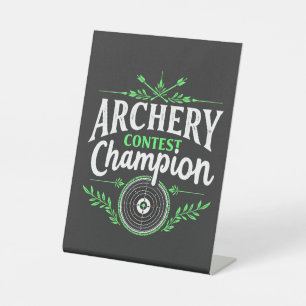 Archery Contest Champion Competition Bow And Arrow Pedestal Sign
