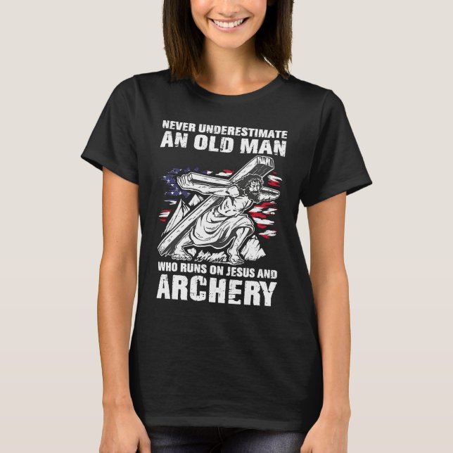 Archery Dad Christian Bow Hunting Grandpa T-Shirt (Front)
