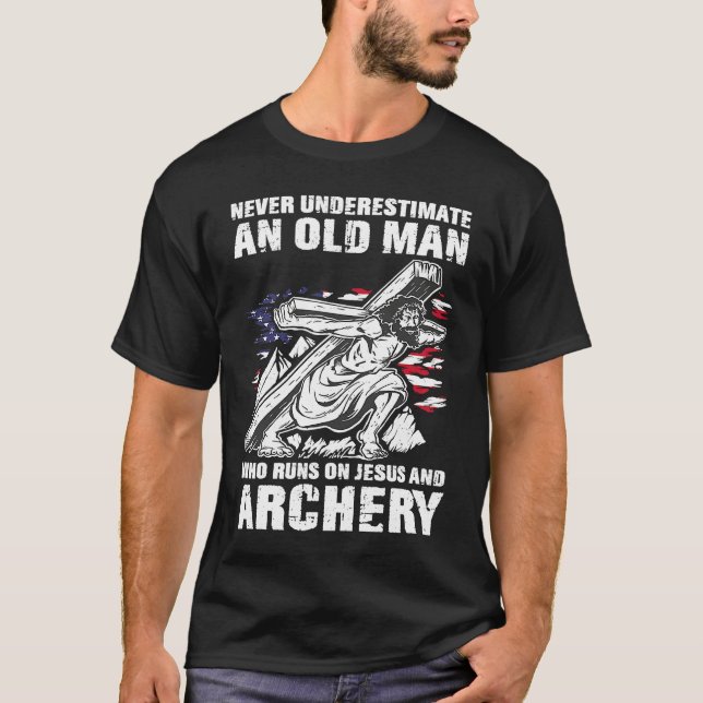 Archery Dad Christian Bow Hunting Grandpa T-Shirt (Front)