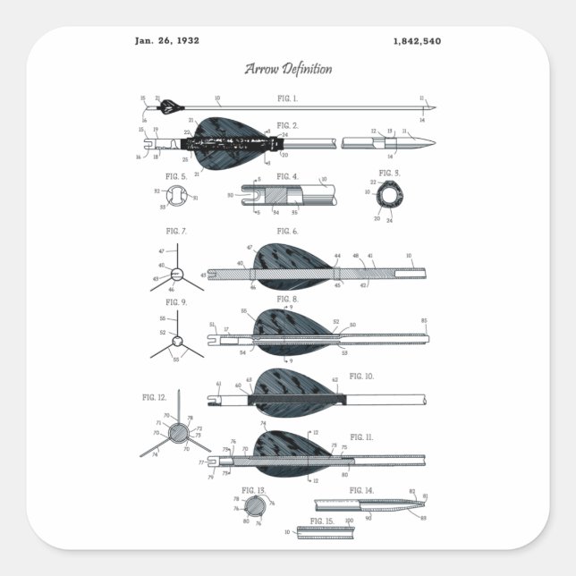 Archery Definition Arrow Square Sticker (Front)