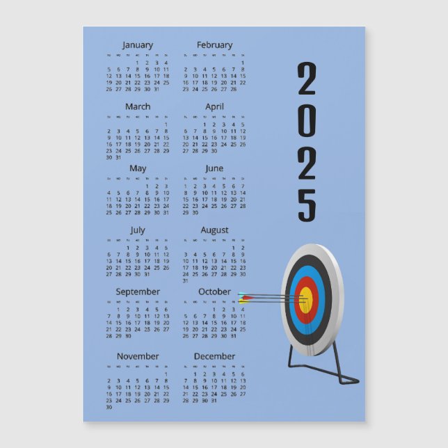 Archery Design 2025 Calendar Magnetic Card (Front)