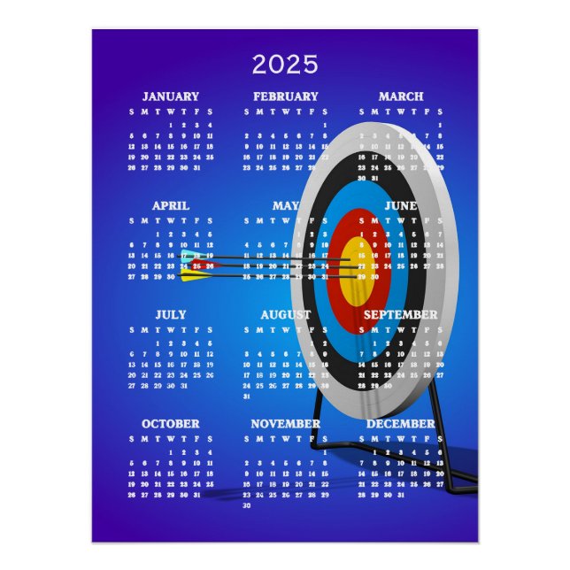 Archery Design 2025 Calendar  Poster (Front)